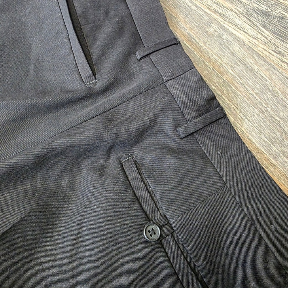 Banana Republic Mens 100% Wool Dress Pants Black Flat Front Straight 33x32 - Picture 4 of 10